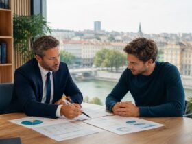 Professionnel comparant ses garanties avec un courtier à Lyon