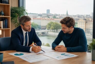 Professionnel comparant ses garanties avec un courtier à Lyon