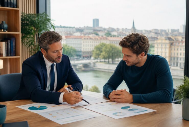 Professionnel comparant ses garanties avec un courtier à Lyon