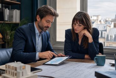Dirigeante préparant une comparaison d’assurances professionnelles à Paris